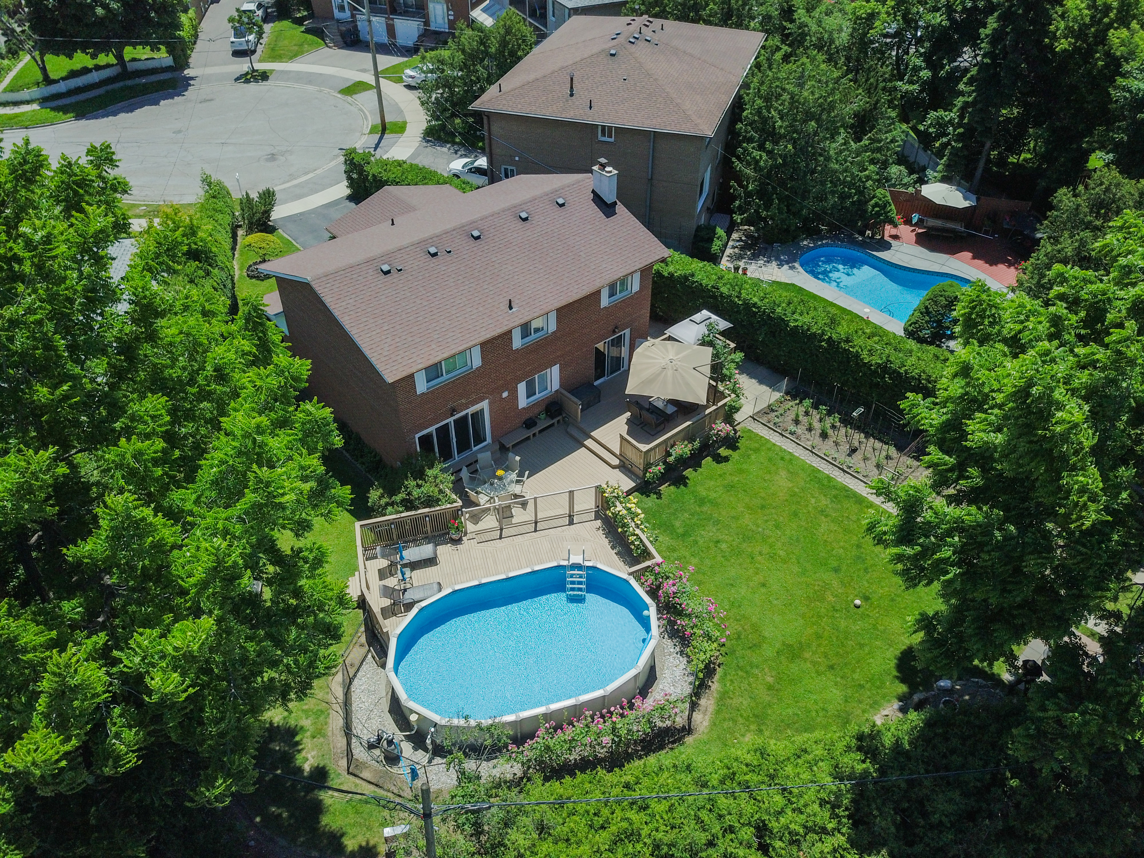 Angled aerial view of the property